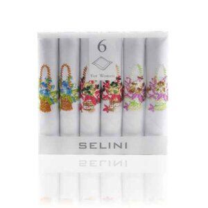 Handkerchiefs / Womens/ Girls / 6 Piece Set / White/Flowers / 100% Cotton - NWT
